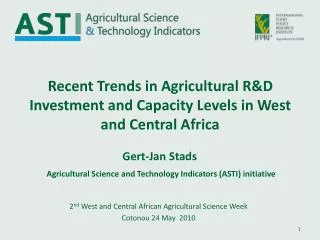 Recent Trends in Agricultural R&amp;D Investment and Capacity Levels in West and Central Africa