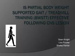 Is Partial Body Weight Supported Gait / Treadmill Training (BWSTT) Effective Following CNS Lesion