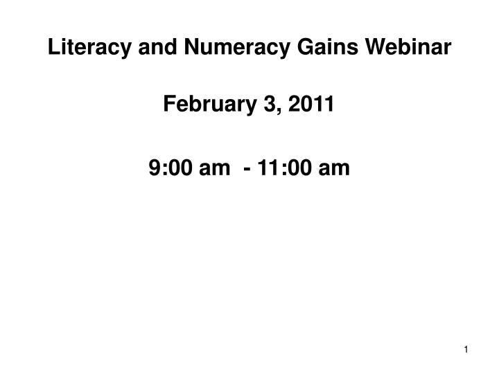 literacy and numeracy gains webinar