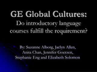 GE Global Cultures: Do introductory language courses fulfill the requirement?