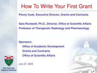 How To Write Your First Grant