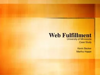 Web Fulfillment