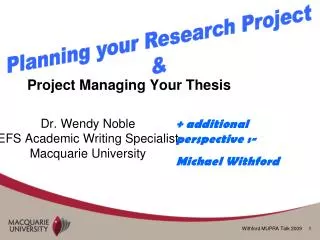 Project Managing Your Thesis