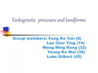 Endogenetic processes and landforms