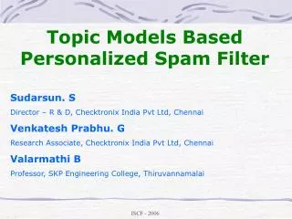 Topic Models Based Personalized Spam Filter