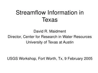Streamflow Information in Texas