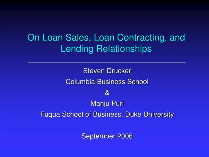 on loan sales loan contracting and lending relationships