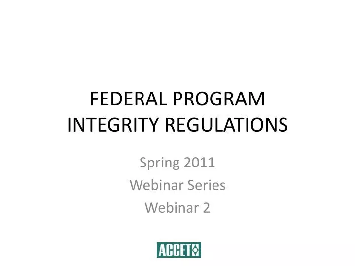 federal program integrity regulations