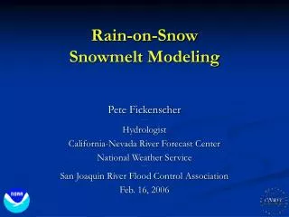 rain on snow snowmelt modeling