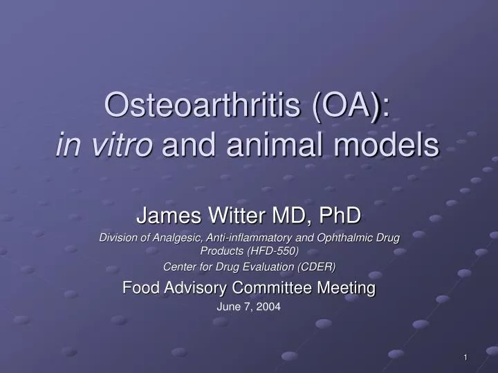 osteoarthritis oa in vitro and animal models