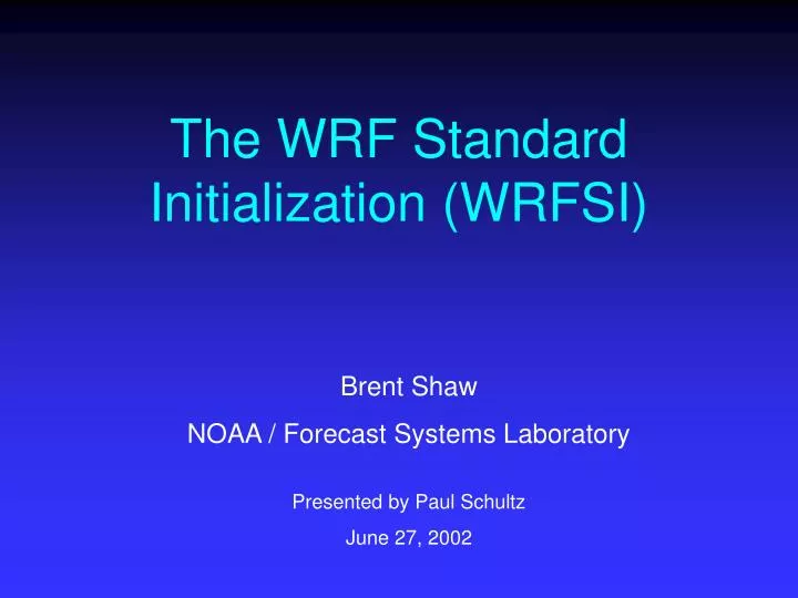 the wrf standard initialization wrfsi