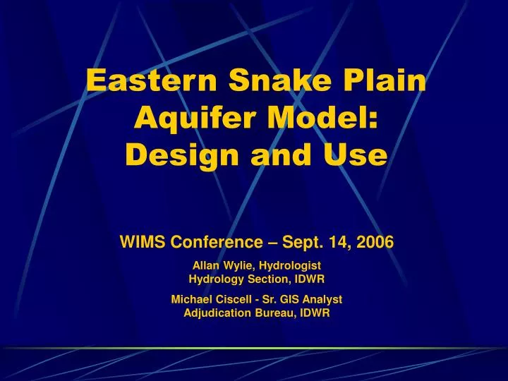 eastern snake plain aquifer model design and use