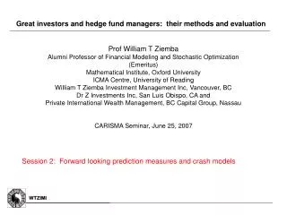 Great investors and hedge fund managers: their methods and evaluation