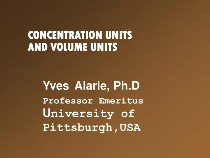 concentration units and volume units