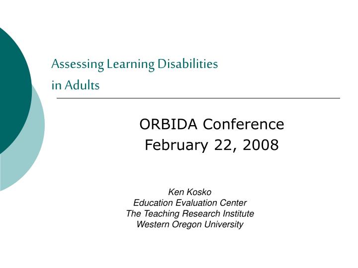 assessing learning disabilities in adults