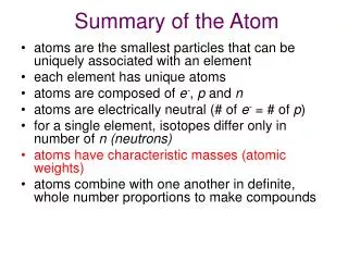Summary of the Atom