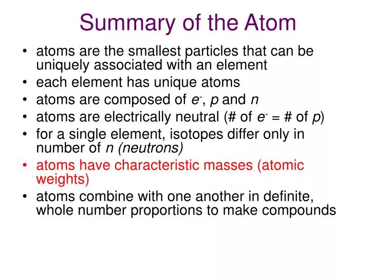 summary of the atom