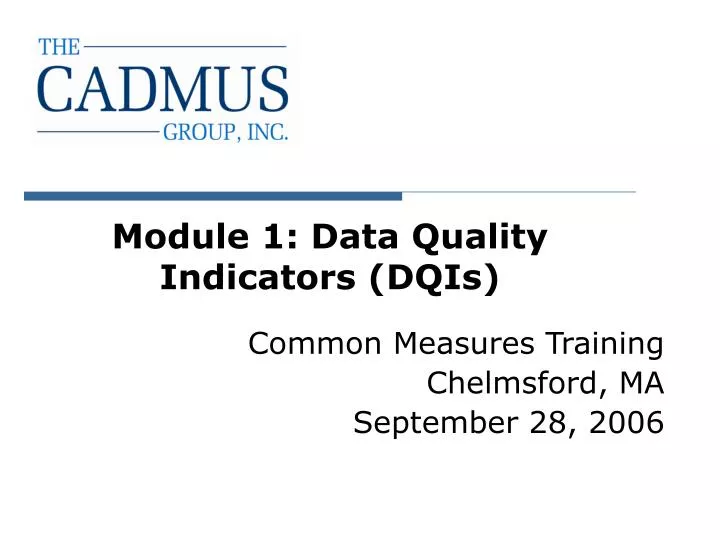 module 1 data quality indicators dqis