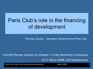 Paris Club’s role in the financing of development