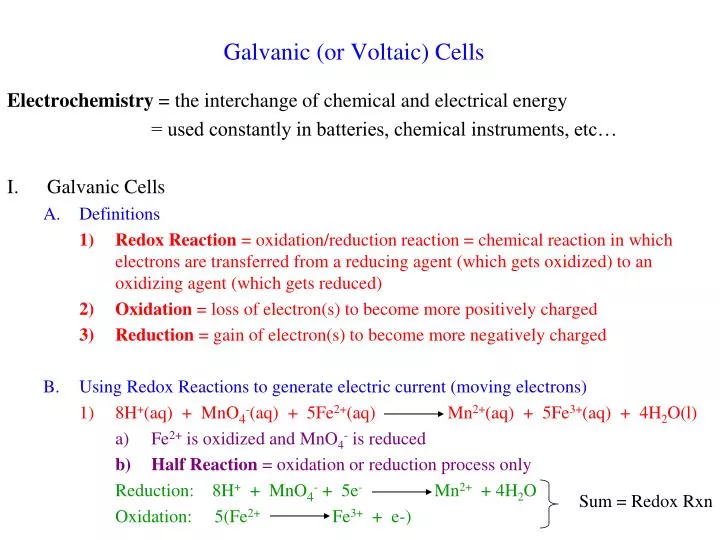 galvanic or voltaic cells
