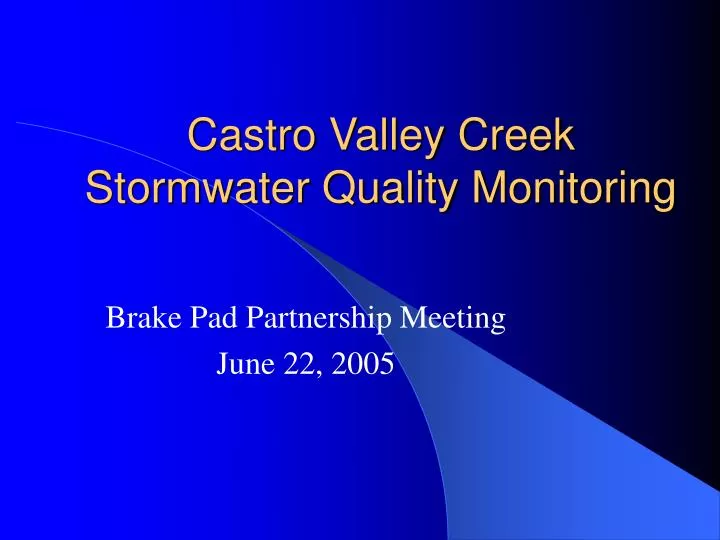 castro valley creek stormwater quality monitoring