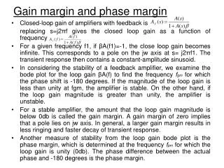 Gain margin and phase margin