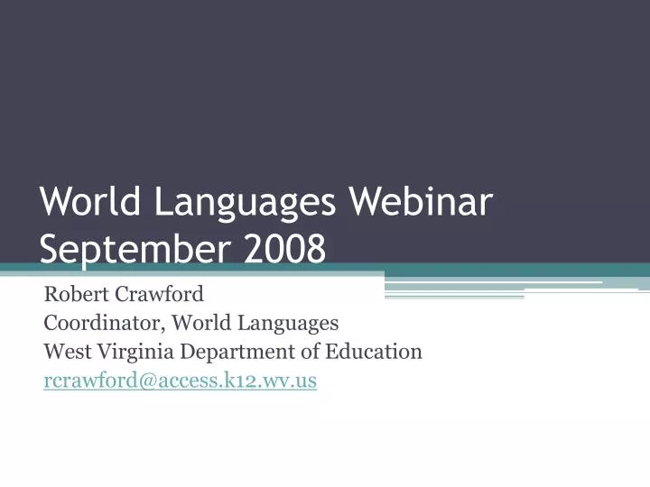 world languages webinar september 2008