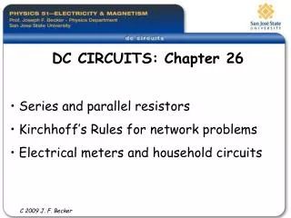 DC CIRCUITS: Chapter 26