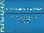Genetic Databases &amp; Privacy - slide 1