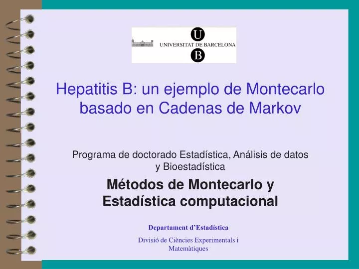 hepatitis b un ejemplo de montecarlo basado en cadenas de markov