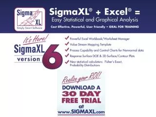 Introducing SigmaXL ® Version 6