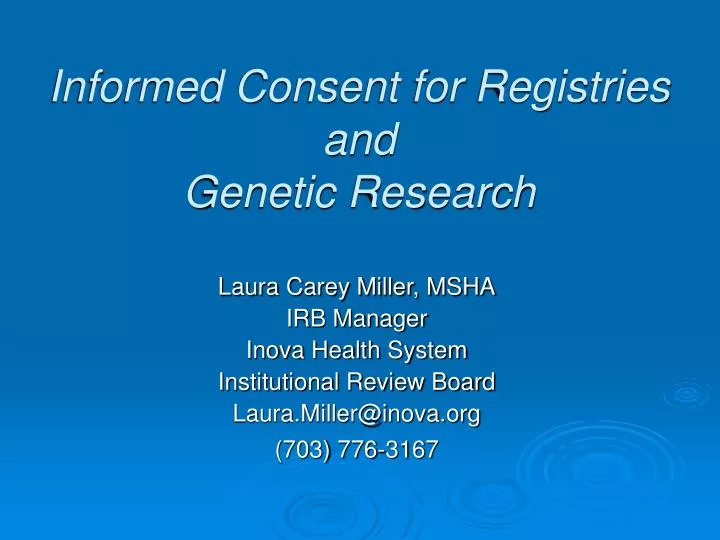 informed consent for registries and genetic research
