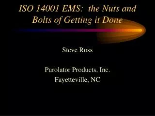 ISO 14001 EMS: the Nuts and Bolts of Getting it Done