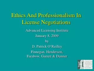 Ethics And Professionalism In License Negotiations