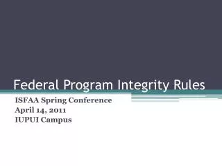 Federal Program Integrity Rules