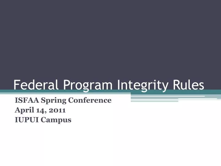 federal program integrity rules