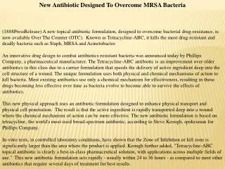 New Antibiotic Designed To Overcome MRSA Bacteria