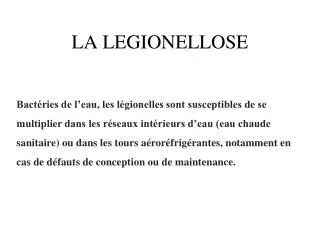 LA LEGIONELLOSE