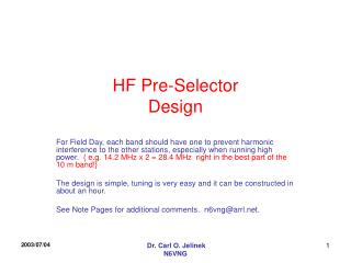 HF Pre-Selector Design