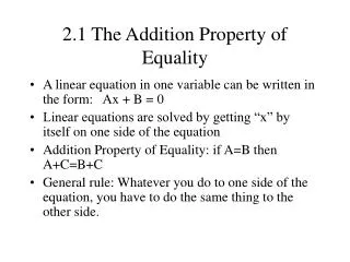 2.1 The Addition Property of Equality