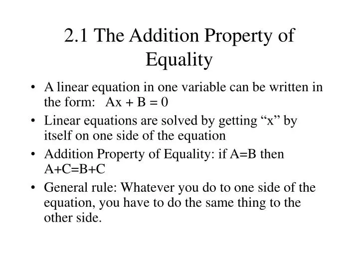 2 1 the addition property of equality