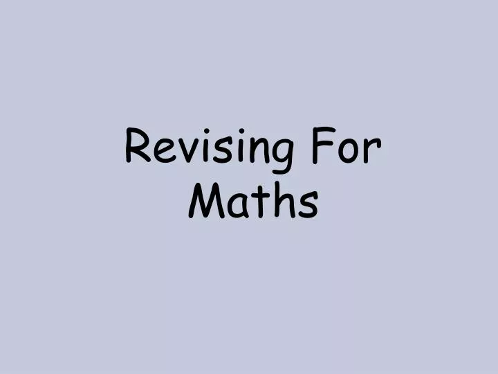 revising for maths