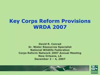 Key Corps Reform Provisions WRDA 2007