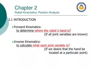 Chapter 2 Robot Kinematics: Position Analysis