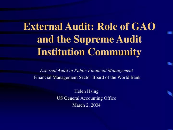 external audit role of gao and the supreme audit institution community