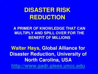 DISASTER RISK REDUCTION