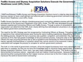 FedBiz Access and Skyway Acquisition Solutions Execute the G