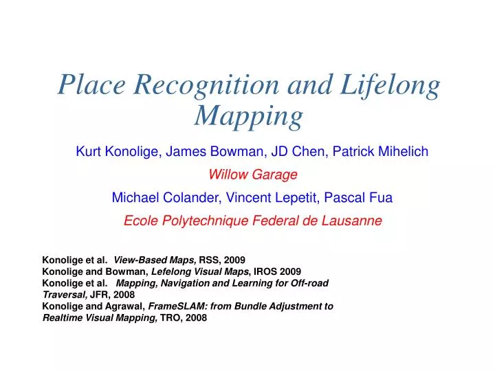 place recognition and lifelong mapping