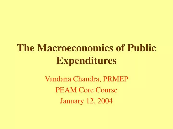 the macroeconomics of public expenditures