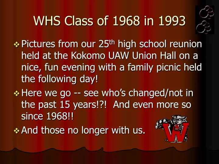 whs class of 1968 in 1993